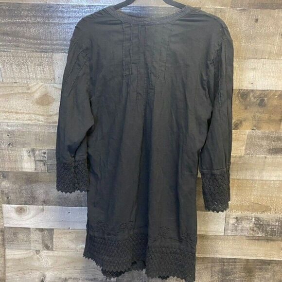 Soft Surroundings Plus Pleated Lace Trim Embroidered Cotton Tunic Size M - Picture 3 of 5